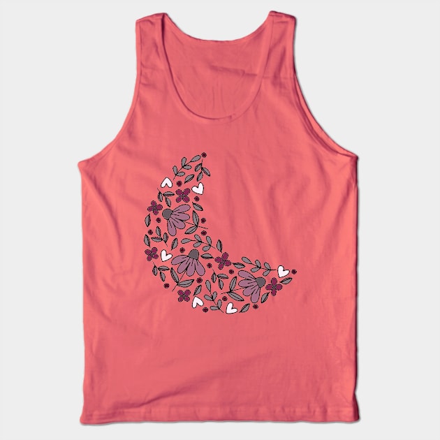 Floral/Heart Moon Tank Top by Designs by Katie Leigh